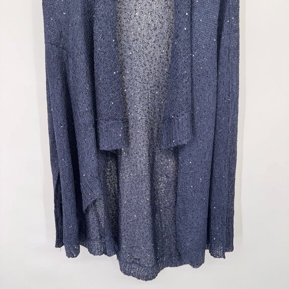 Boston Proper Navy Open-FrontSequin Knit Cardigan size XL Womens Sweater - Picture 12 of 12